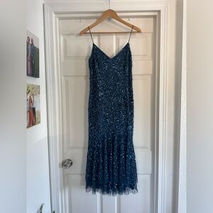 Adrianna Papell Blue Sequence Dress, Size 10